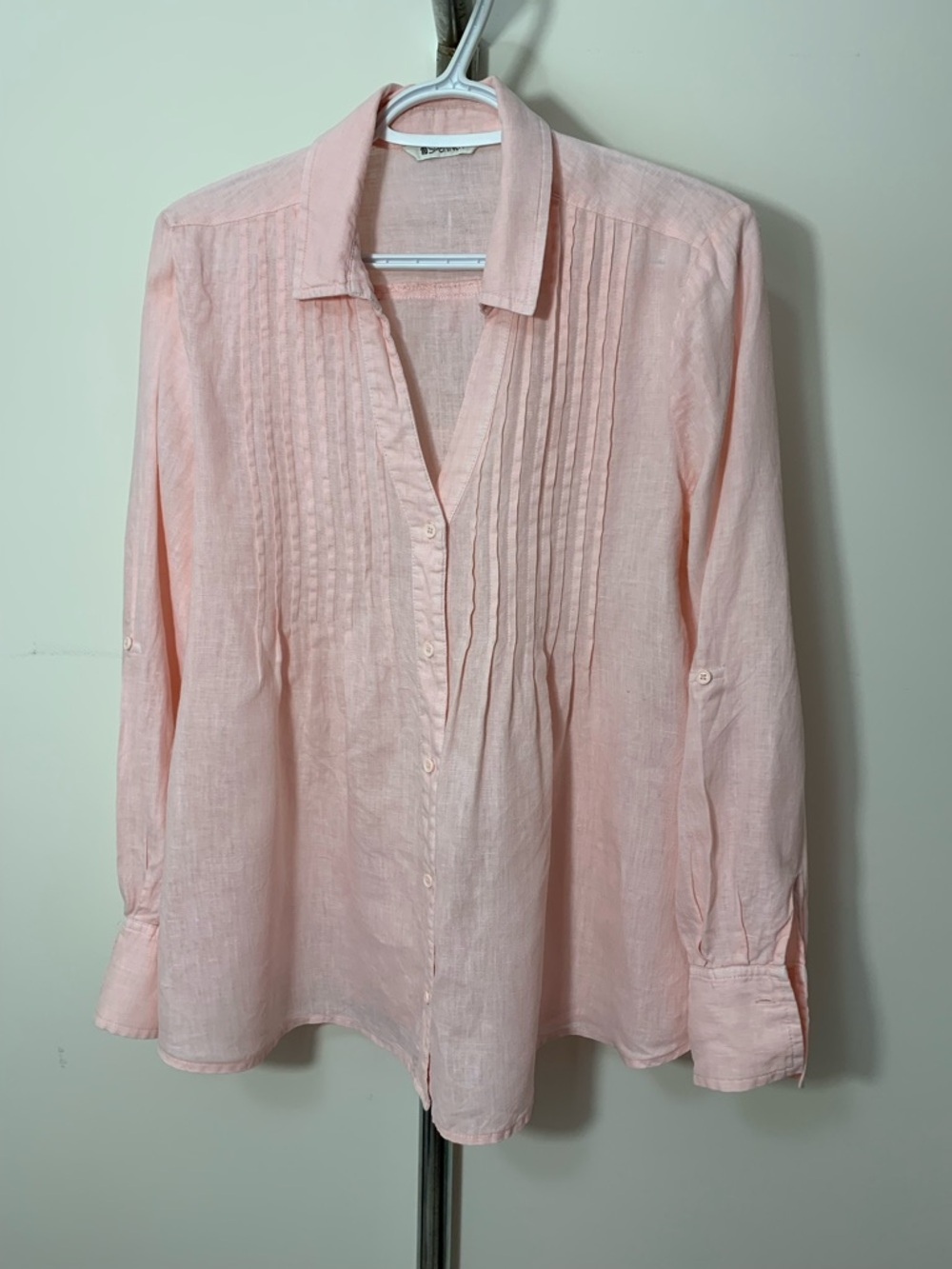 SPANNER Pale Pink Pintuck Linen Button-Down Shirt
